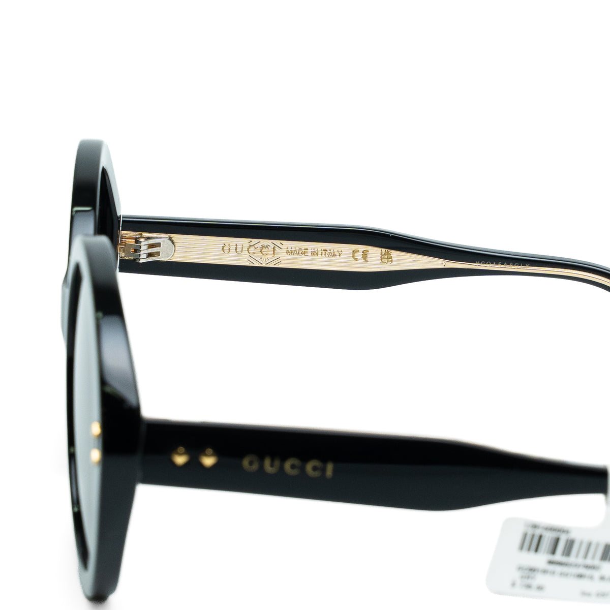 Gucci Round Black Gold Detail Sunglasses