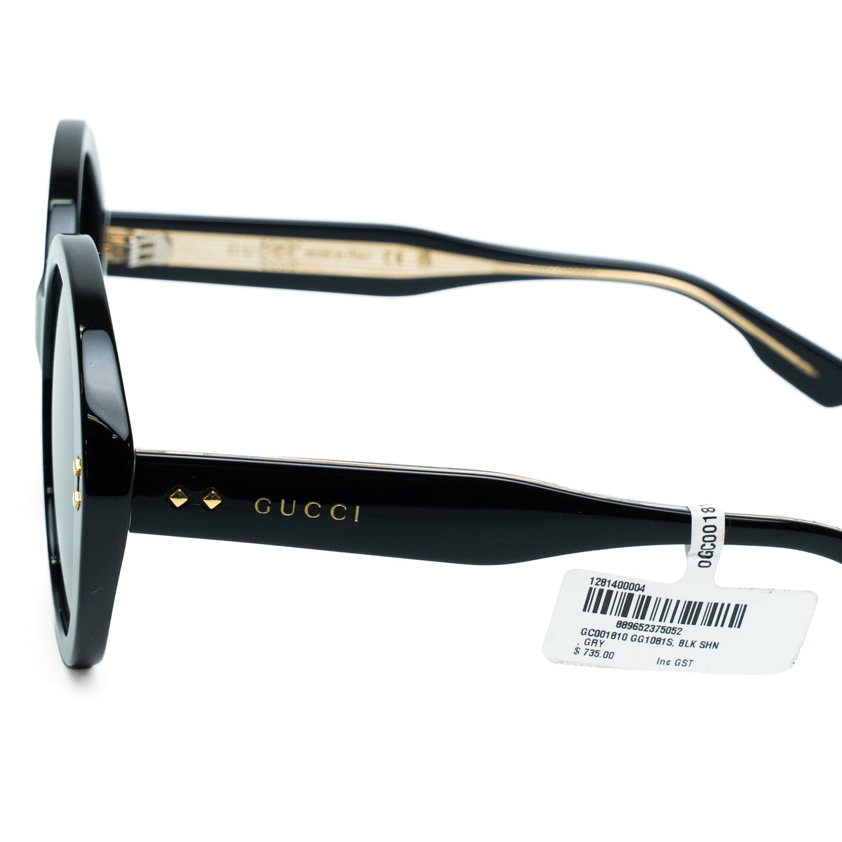 Gucci Round Black Gold Detail Sunglasses
