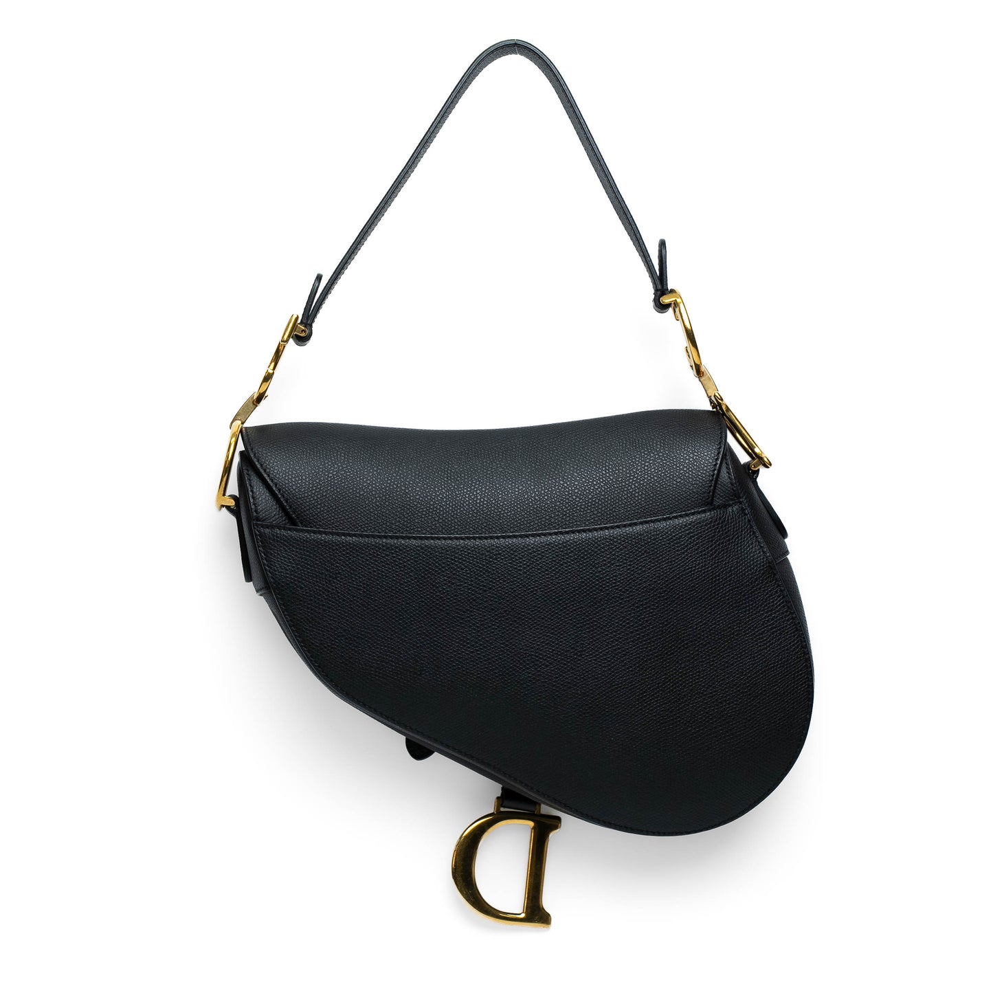 Dior Black Grained Calfskin Saddle Bag