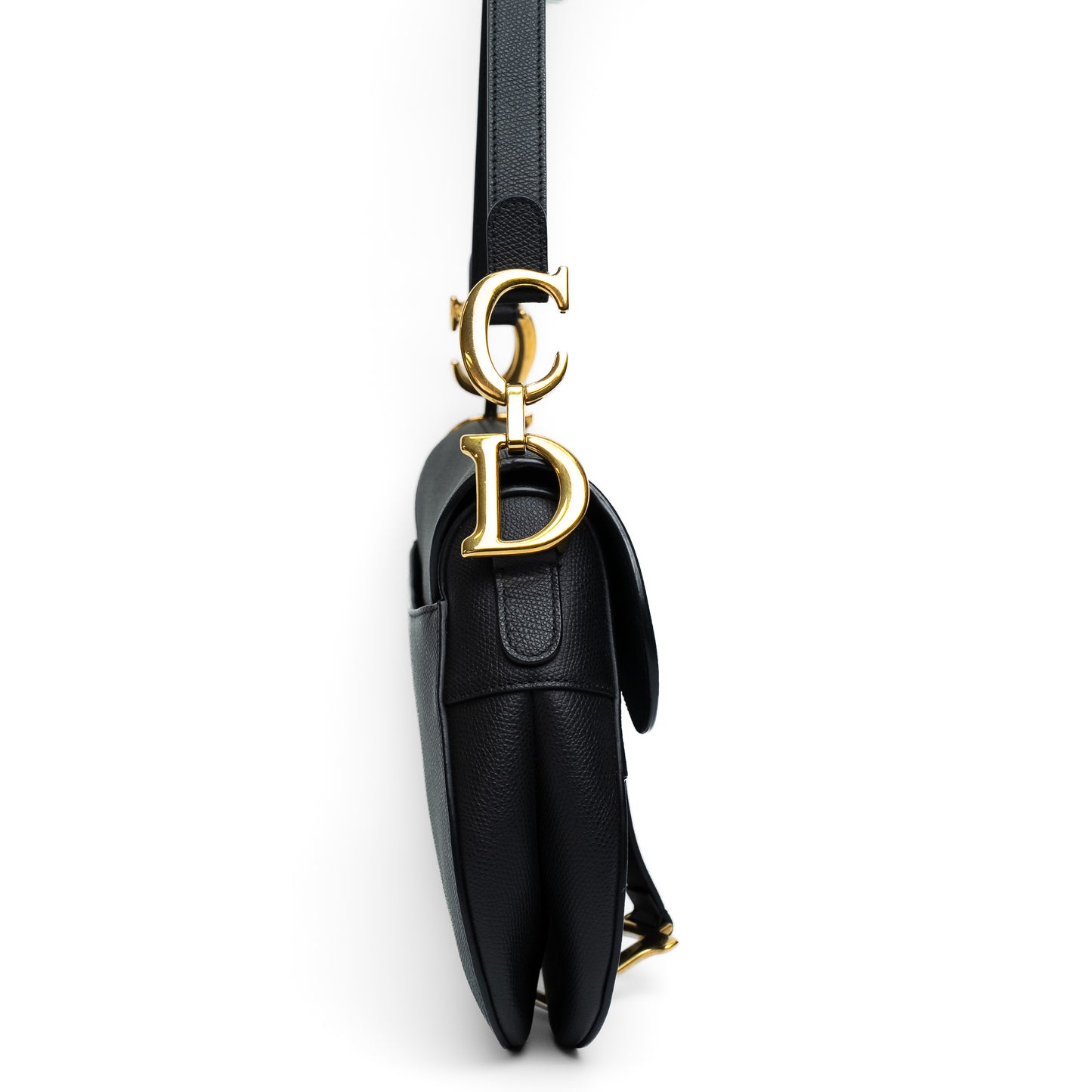Dior Black Grained Calfskin Saddle Bag