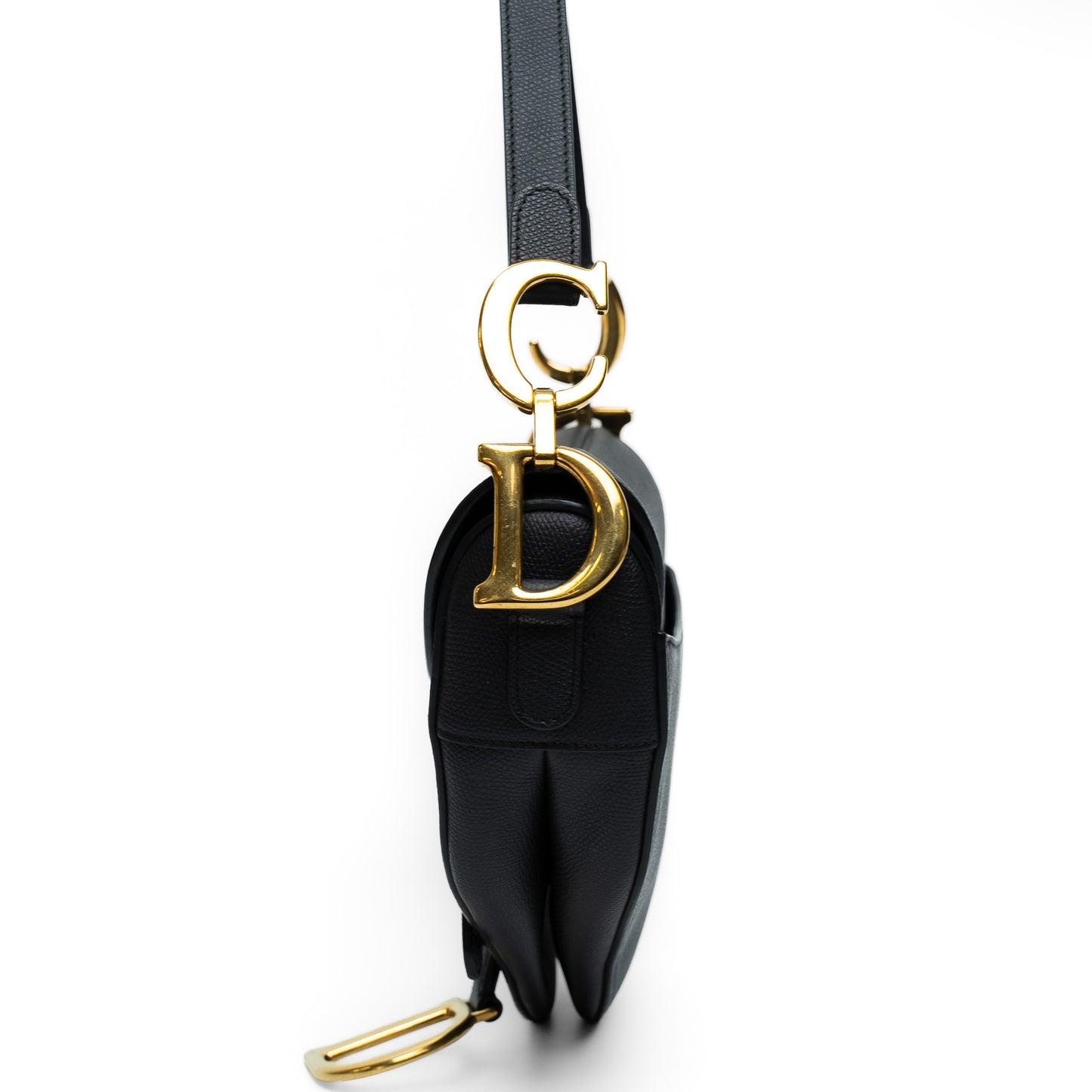 Dior Black Grained Calfskin Saddle Bag