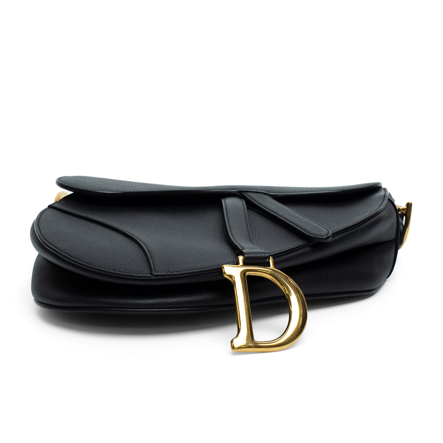 Dior Black Grained Calfskin Saddle Bag