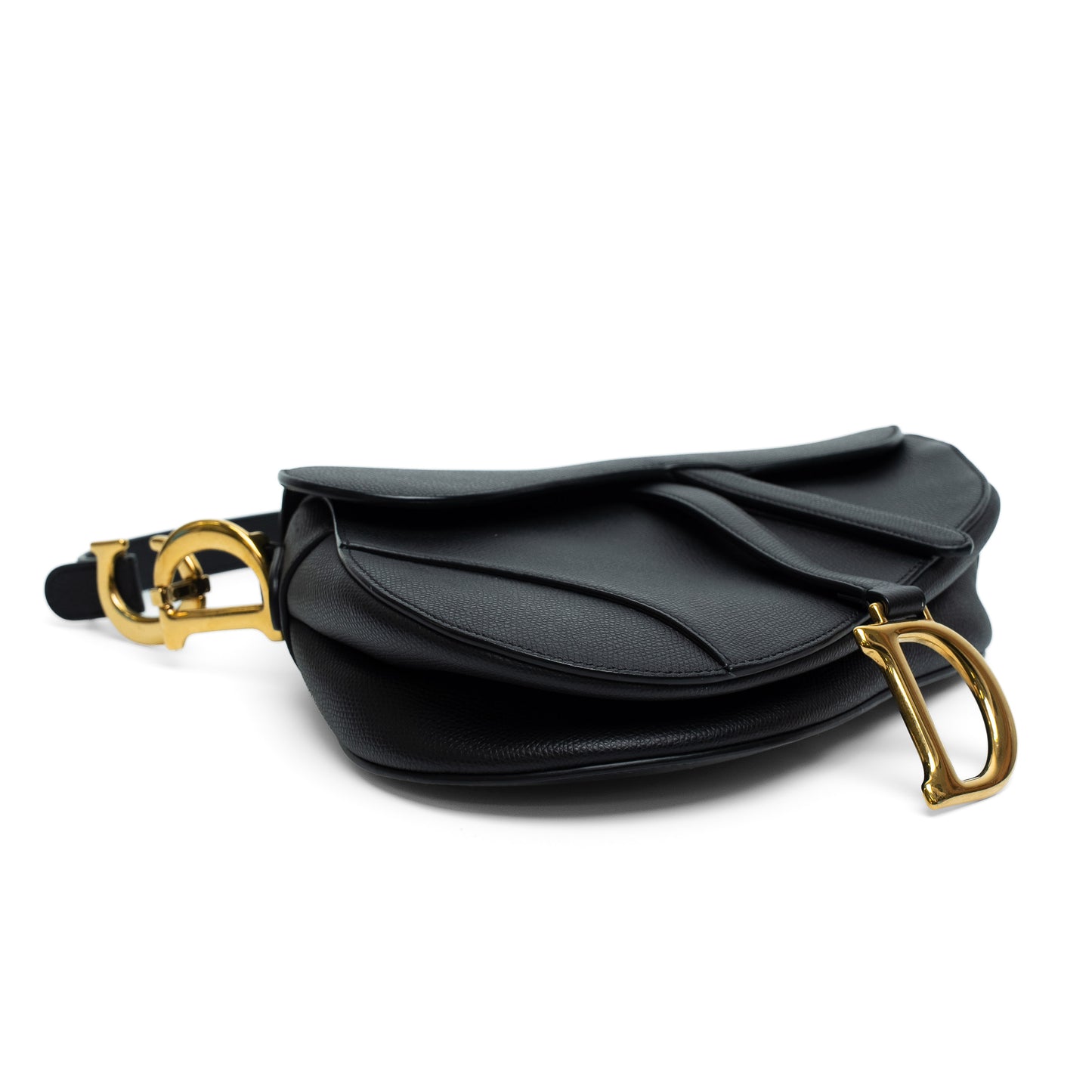 Dior Black Grained Calfskin Saddle Bag