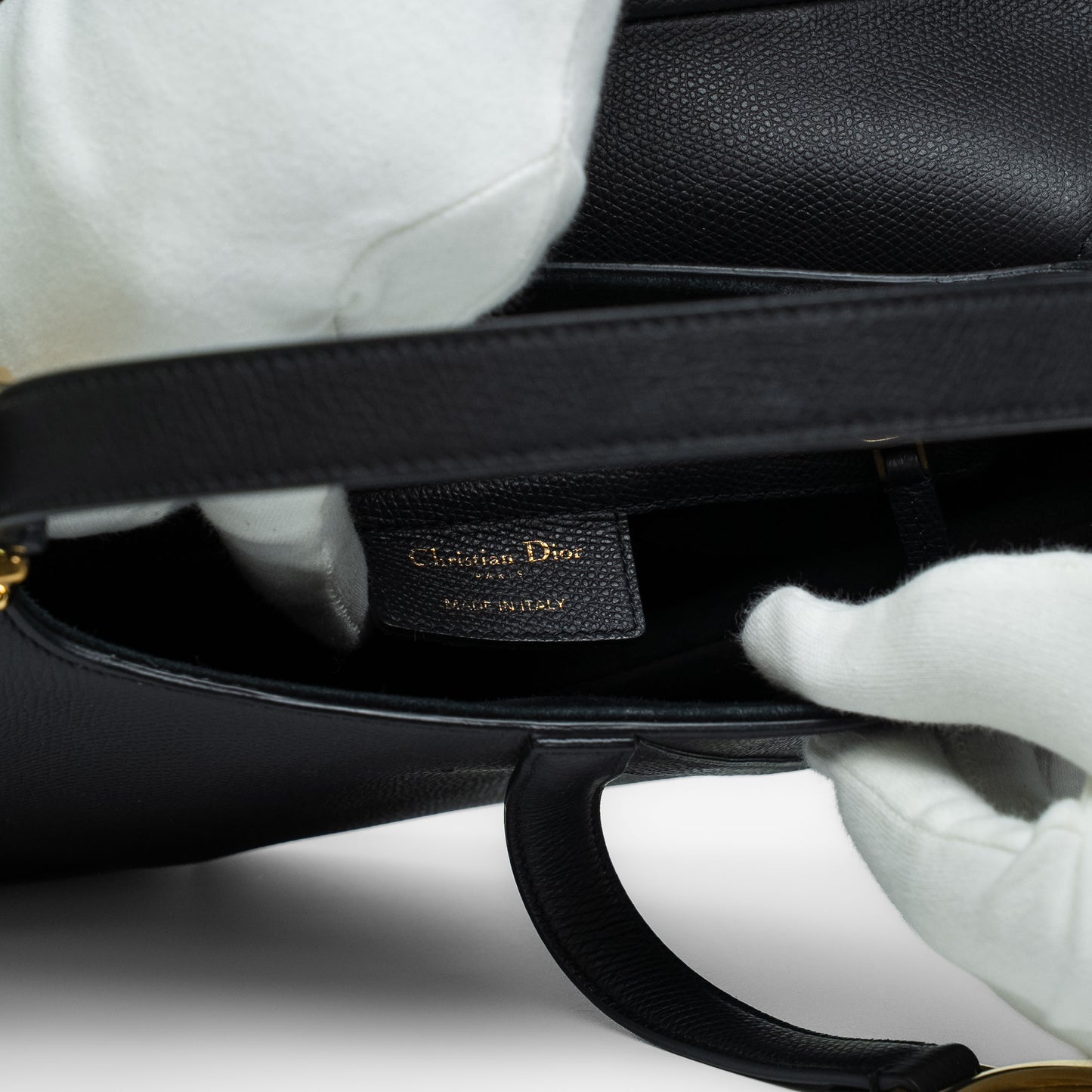 Dior Black Grained Calfskin Saddle Bag