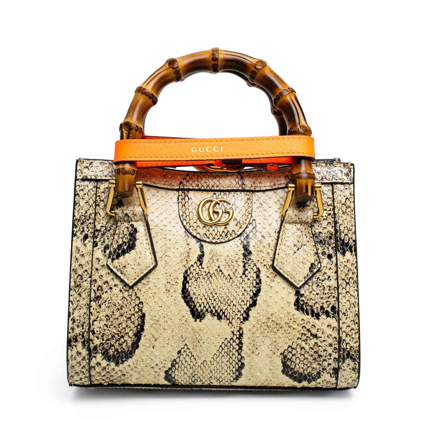 Gucci Mini Diana Beige Snakeskin Tote Bag