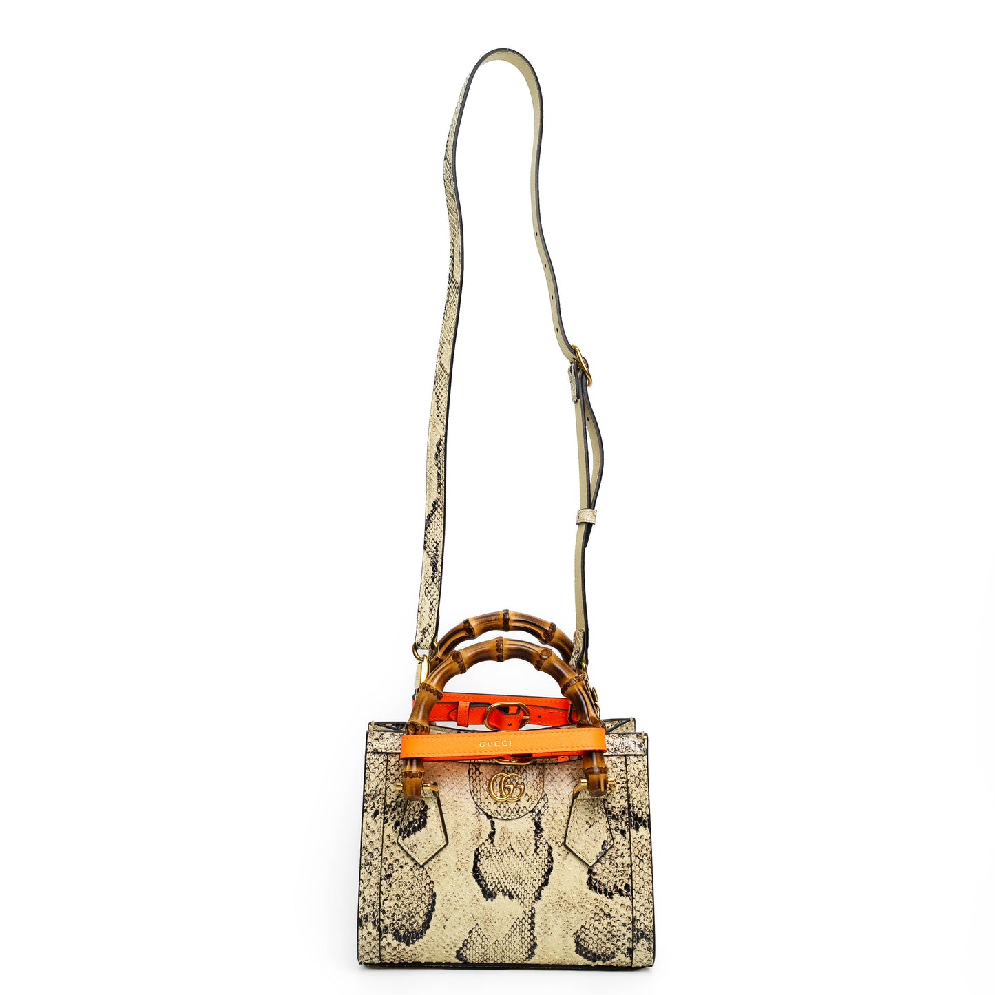 Gucci Mini Diana Beige Snakeskin Tote Bag