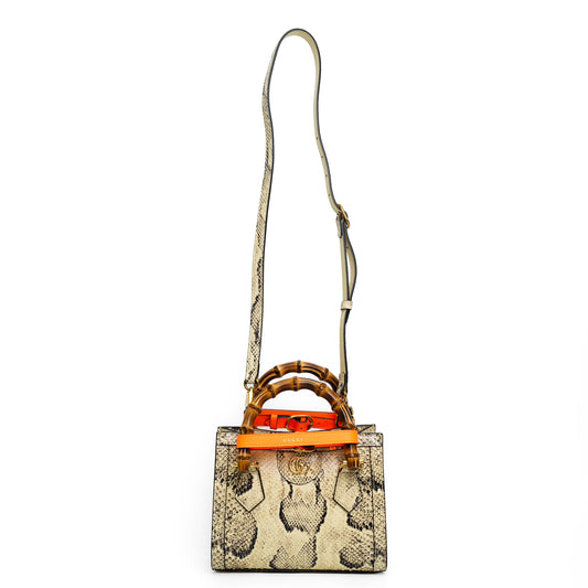 Gucci Mini Diana Beige Snakeskin Tote Bag