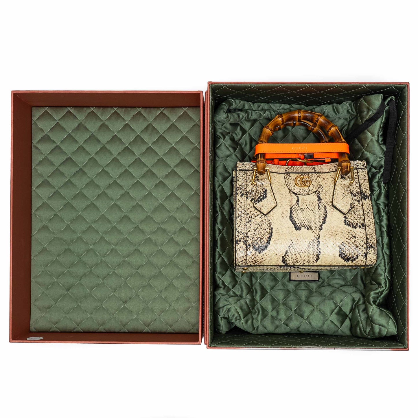 Gucci Mini Diana Beige Snakeskin Tote Bag