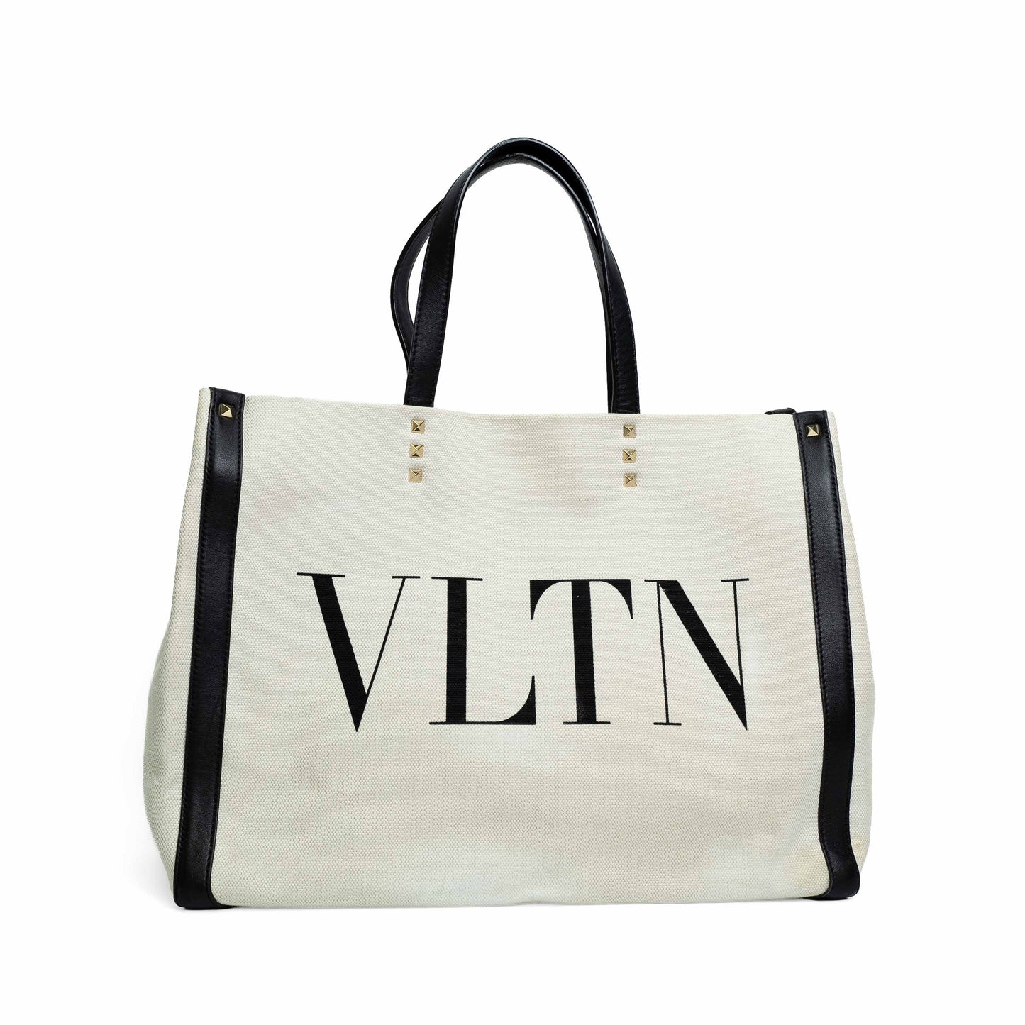 Valentino VLTN White Canvas Rockstud Tote