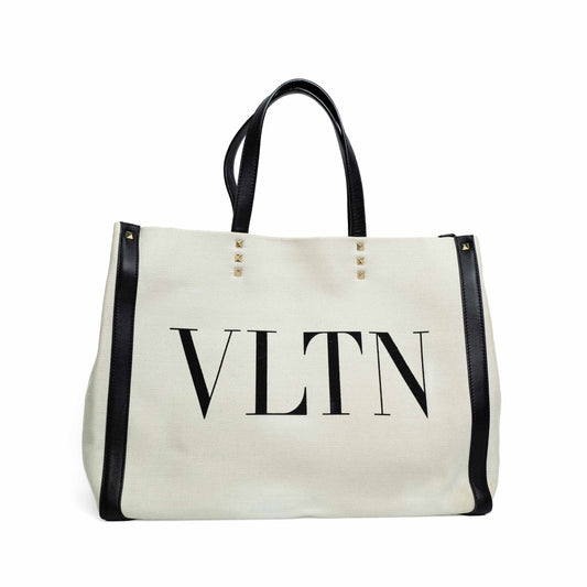 Valentino VLTN White Canvas Rockstud Tote
