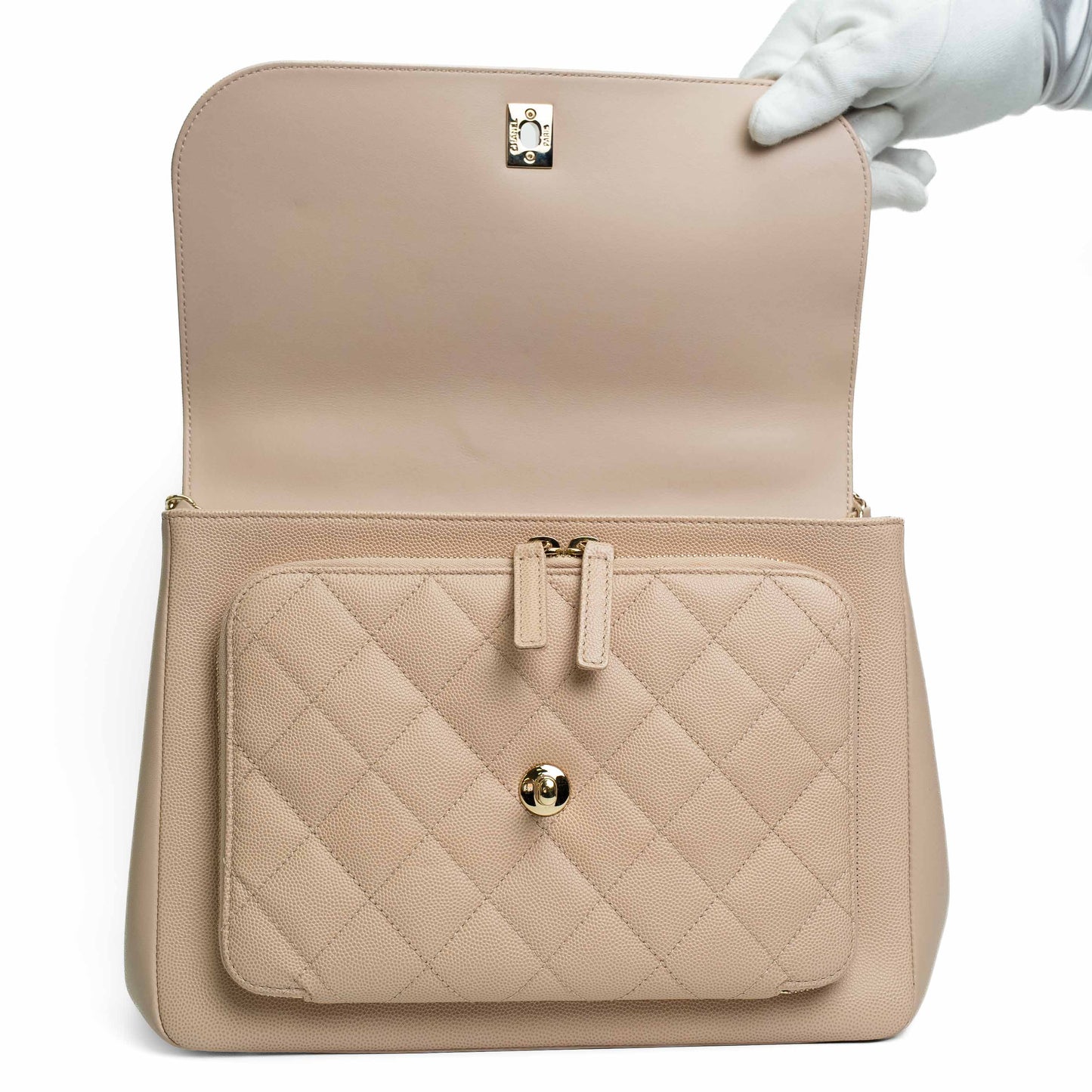 Chanel Affinity Beige Caviar Shoulder Bag