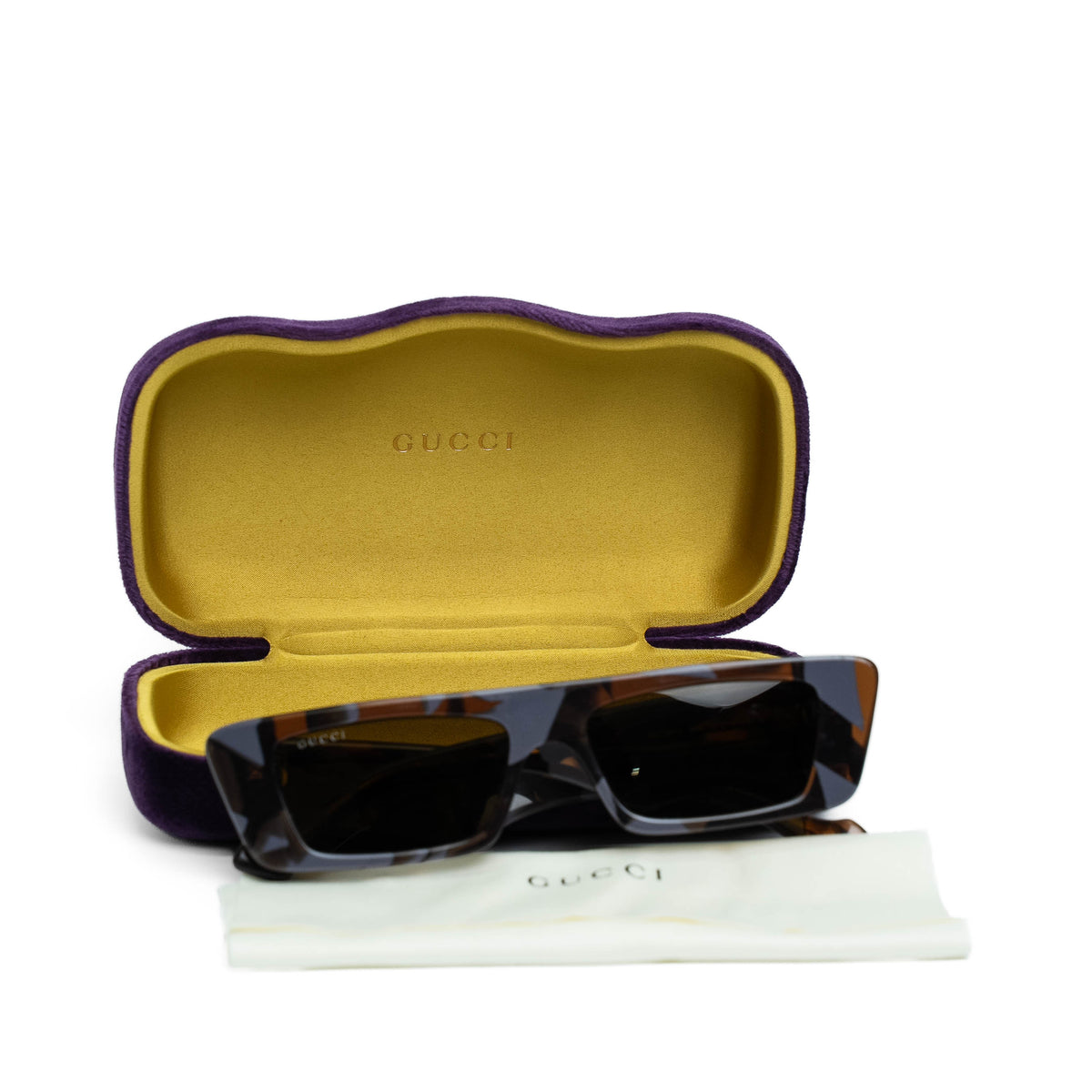 Gucci GG1331S Brown Rectangular Acetate Sunglasses
