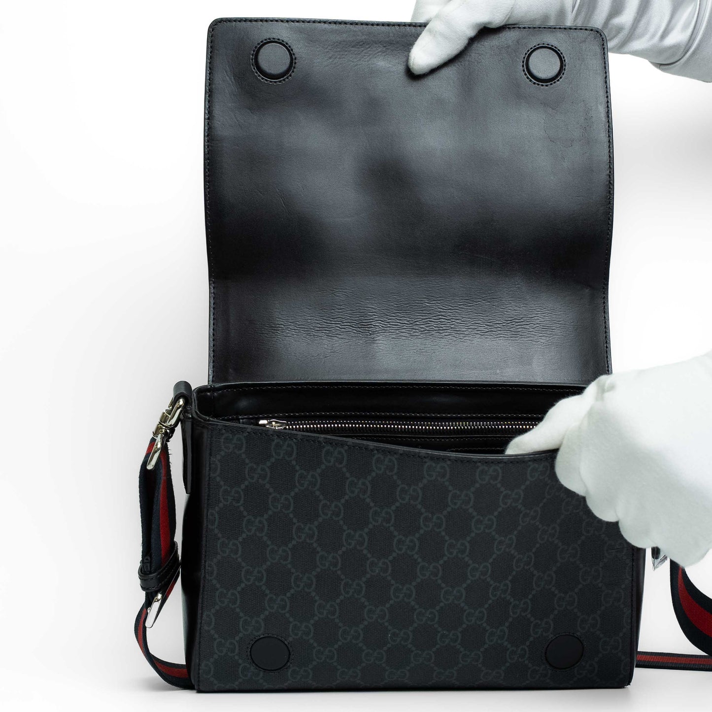 Gucci Black GG Supreme Messenger Bag
