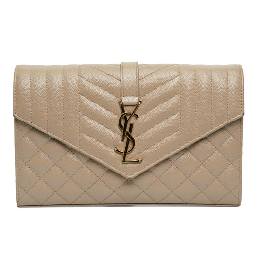Saint Laurent Envelope Pale Beige Chain Wallet