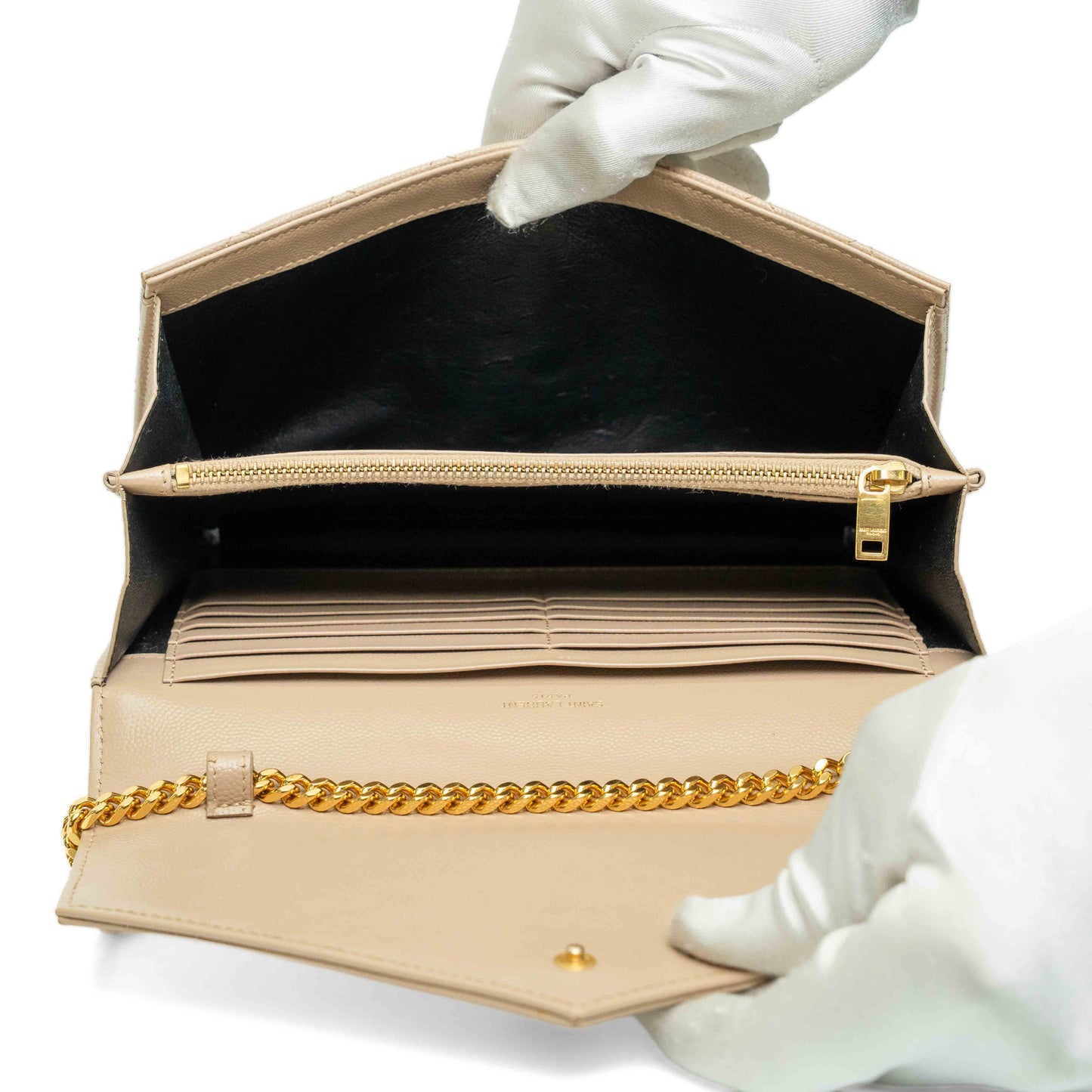 Saint Laurent Envelope Pale Beige Chain Wallet