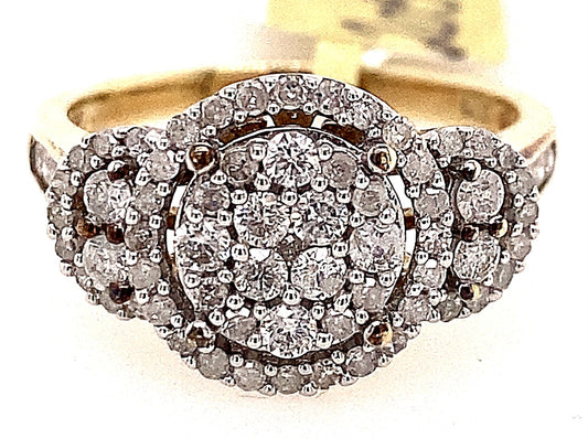 9ct Yellow Gold Diamond Cluster Ring image 0