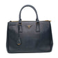 Prada Navy Saffiano Double Zip Tote