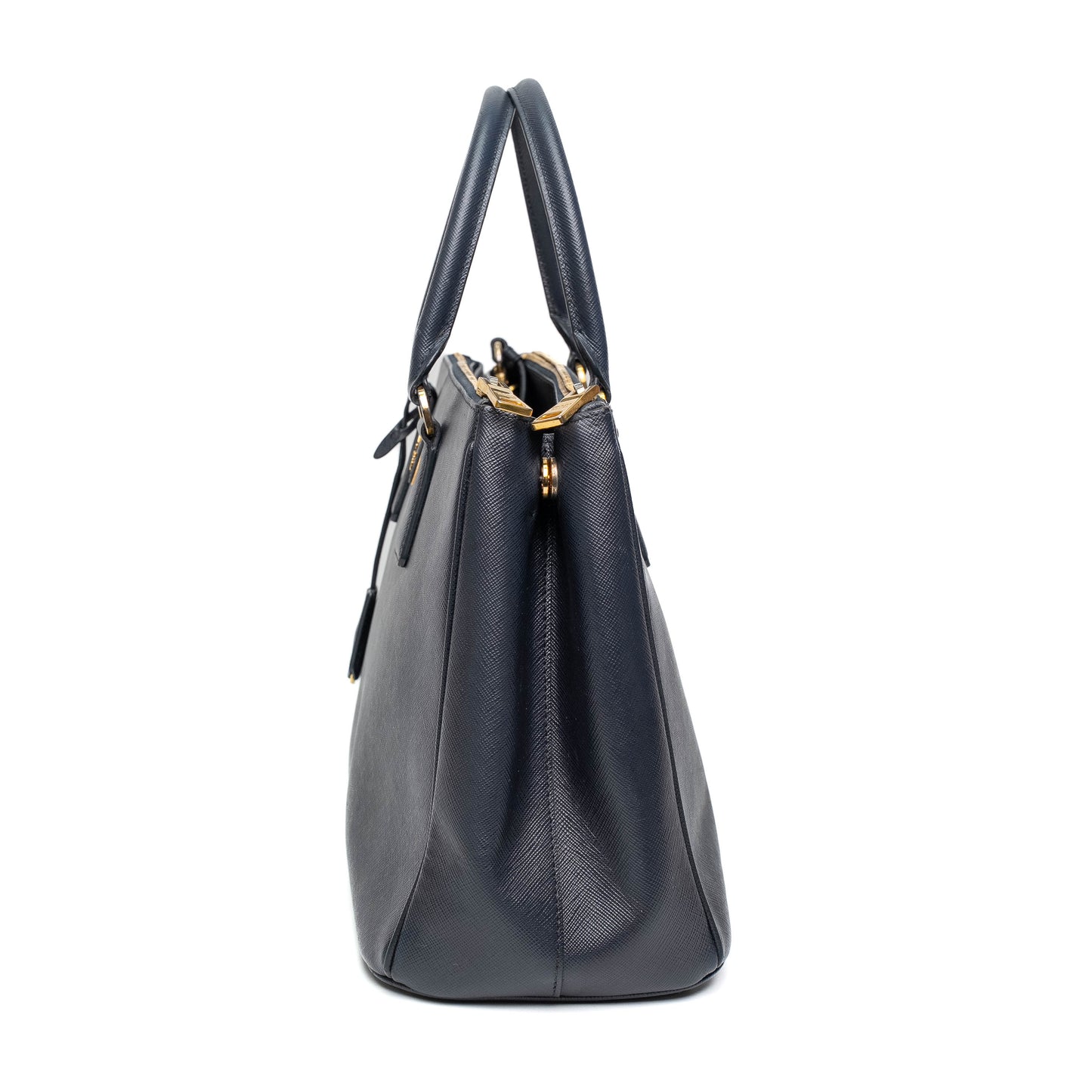 Prada Navy Saffiano Double Zip Tote