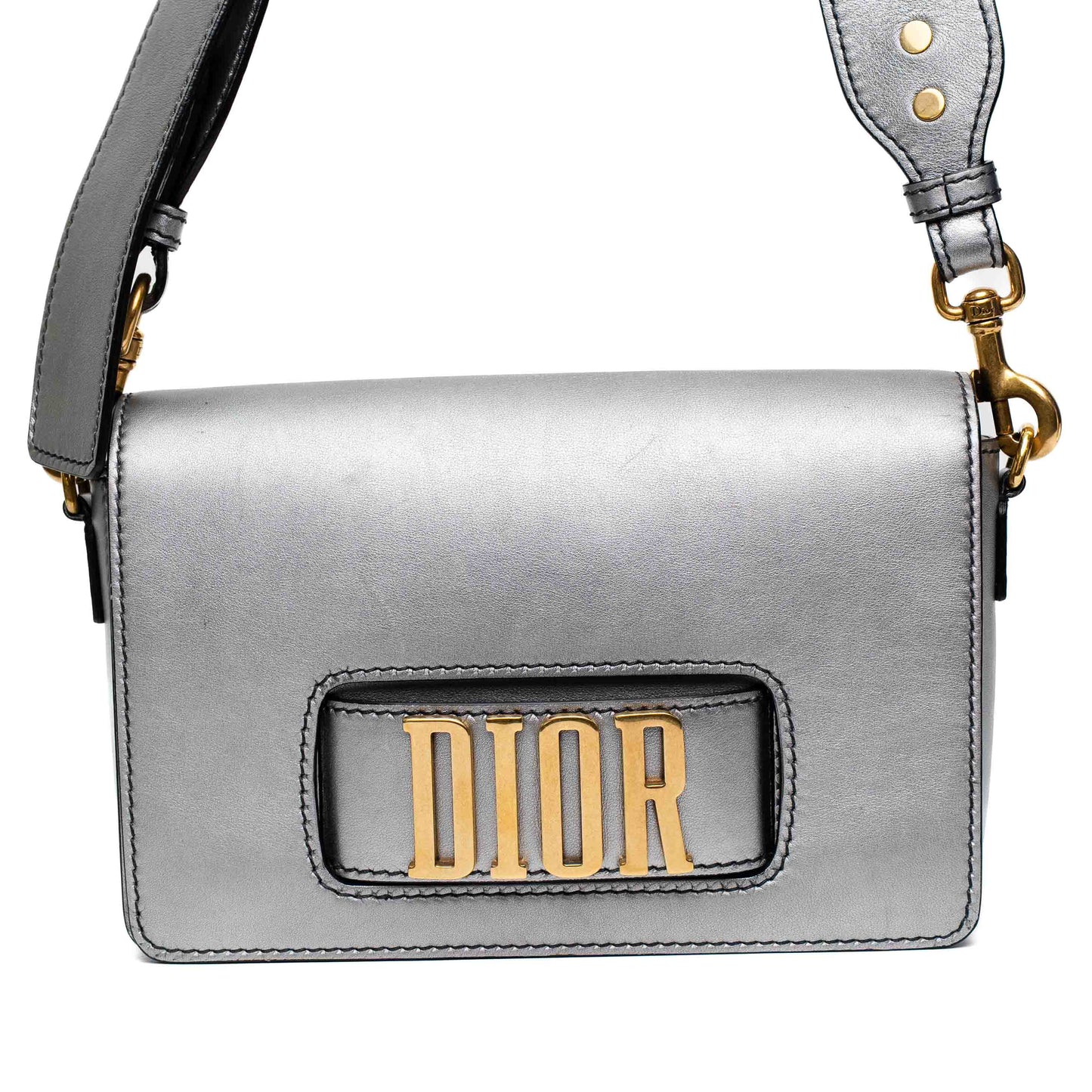 Dior J’adior Silver Grey Leather Flap Bag