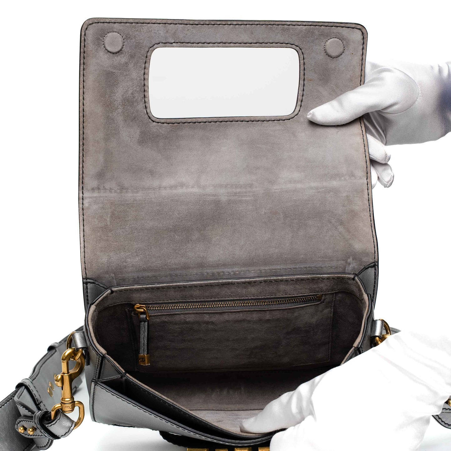 Dior J’adior Silver Grey Leather Flap Bag