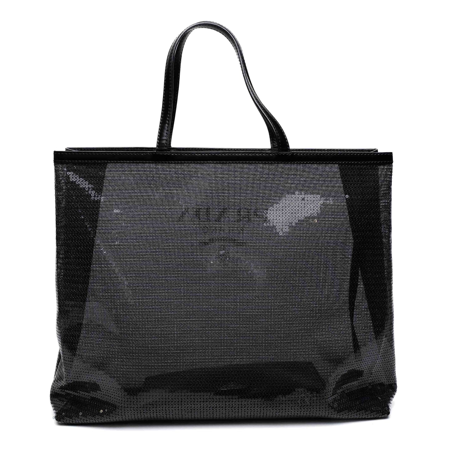 Prada Sequined Mesh Black Logo Tote