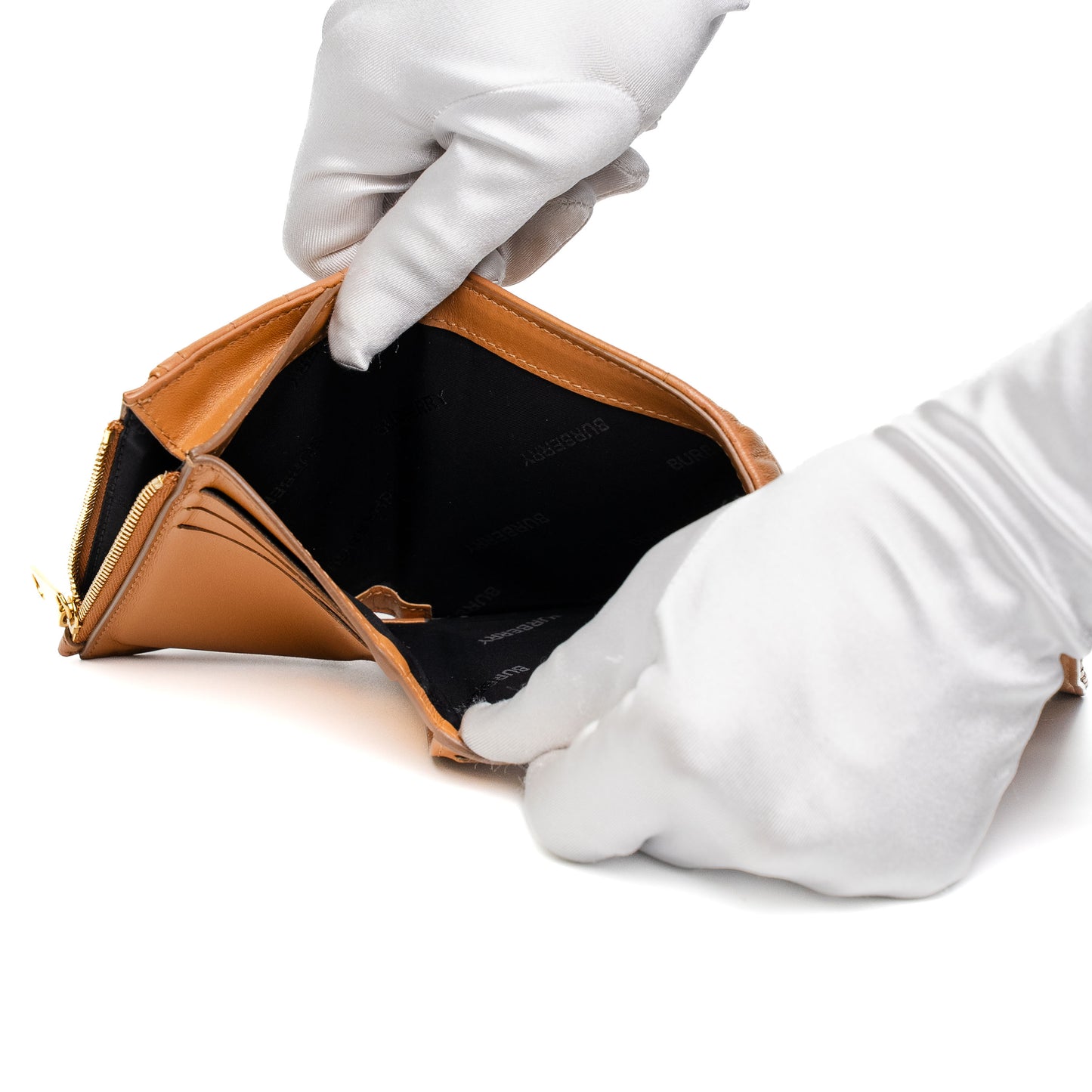Burberry Maple Brown Quilted Trifold Wallet