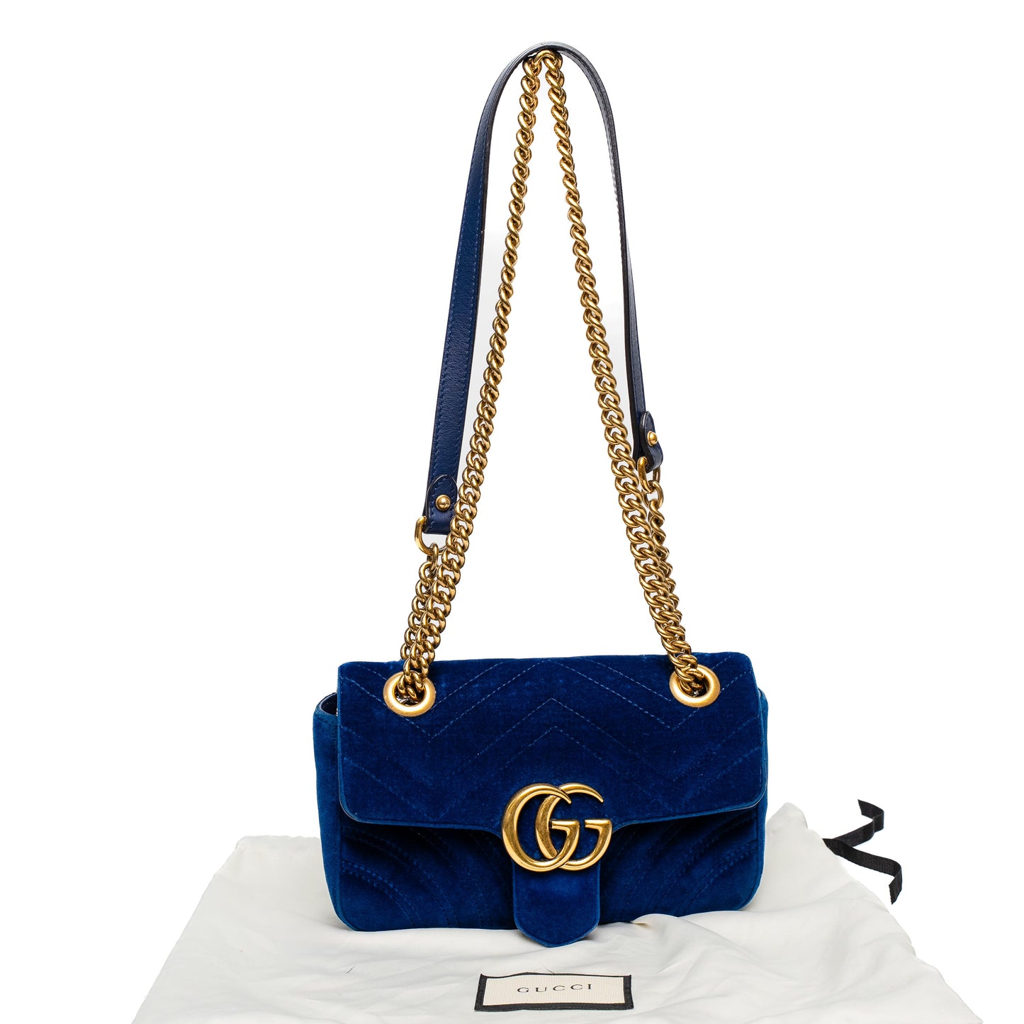 Gucci GG Marmont Blue Velvet Bag