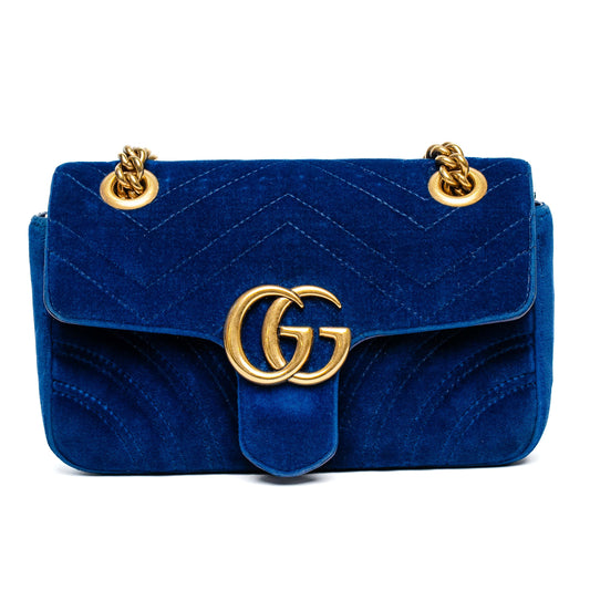 Gucci GG Marmont Blue Velvet Bag