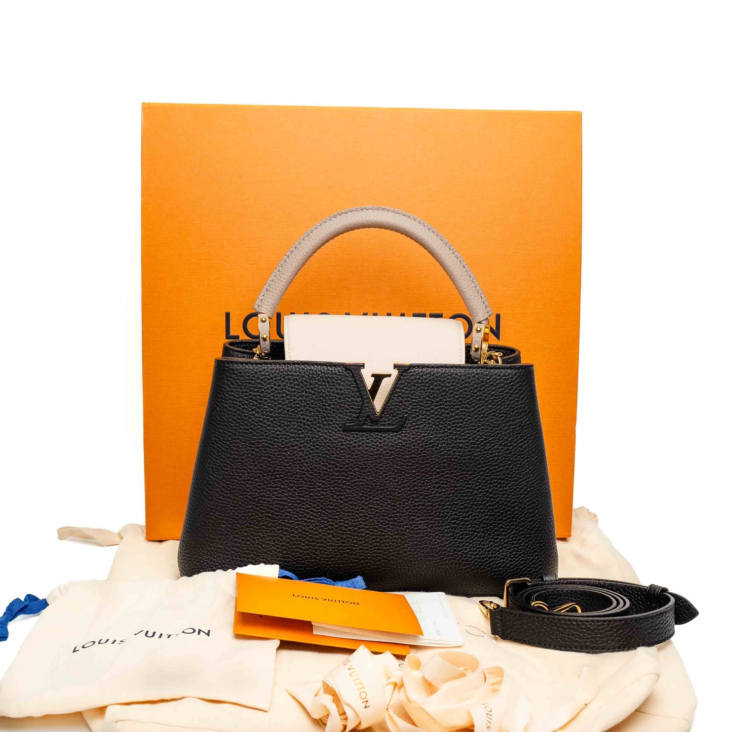 Louis Vuitton Capucines MM Black Leather Bag