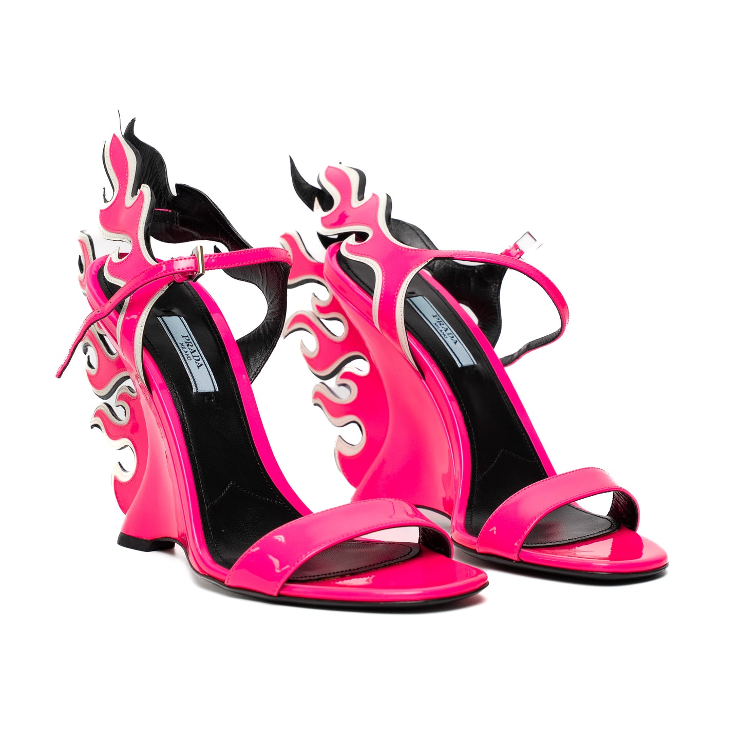 Prada Flame Patent Leather Heels