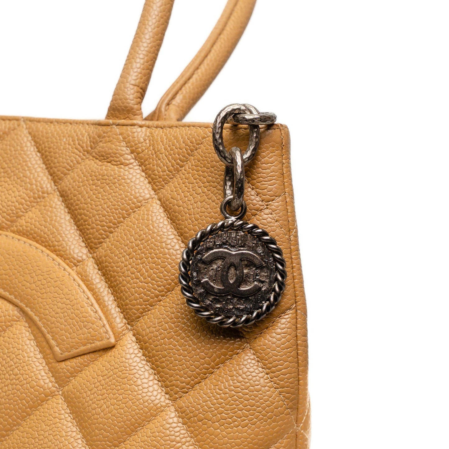 Chanel Medallion Beige Caviar Tote Bag