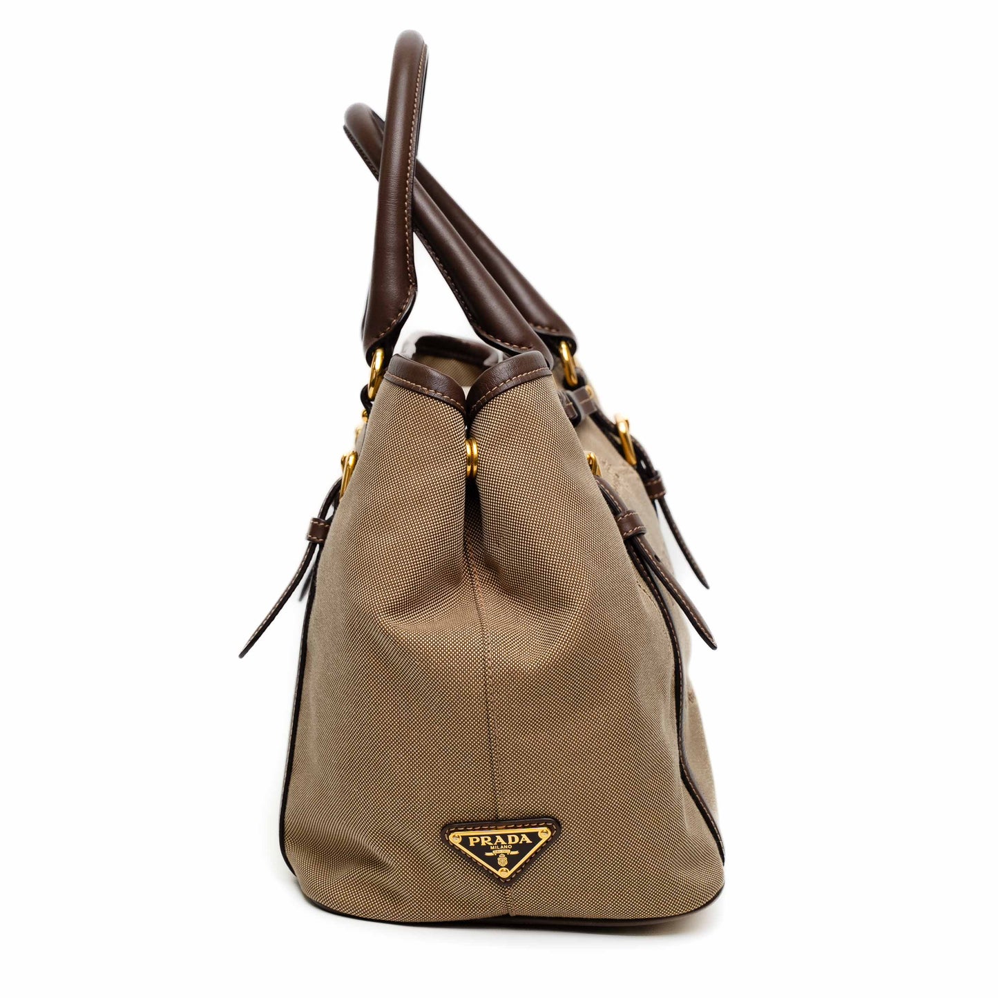 Prada Jacquard Logo Corda Bruciato Tote Bag