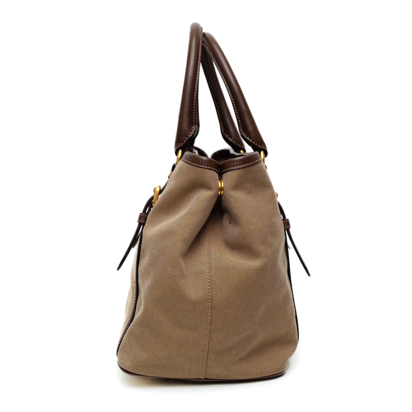Prada Jacquard Logo Corda Bruciato Tote Bag