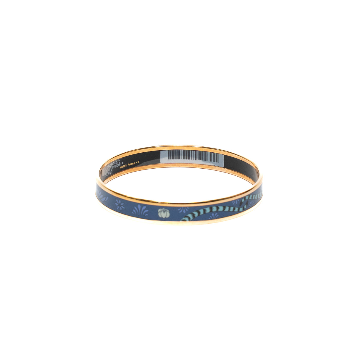 Hermes Les Leopards Blue Enamel Bangle