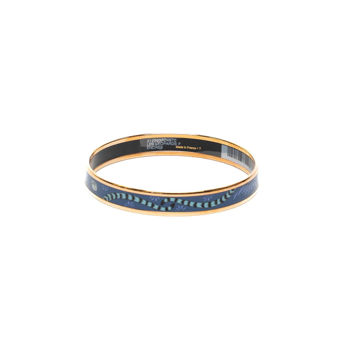 Hermes Les Leopards Blue Enamel Bangle