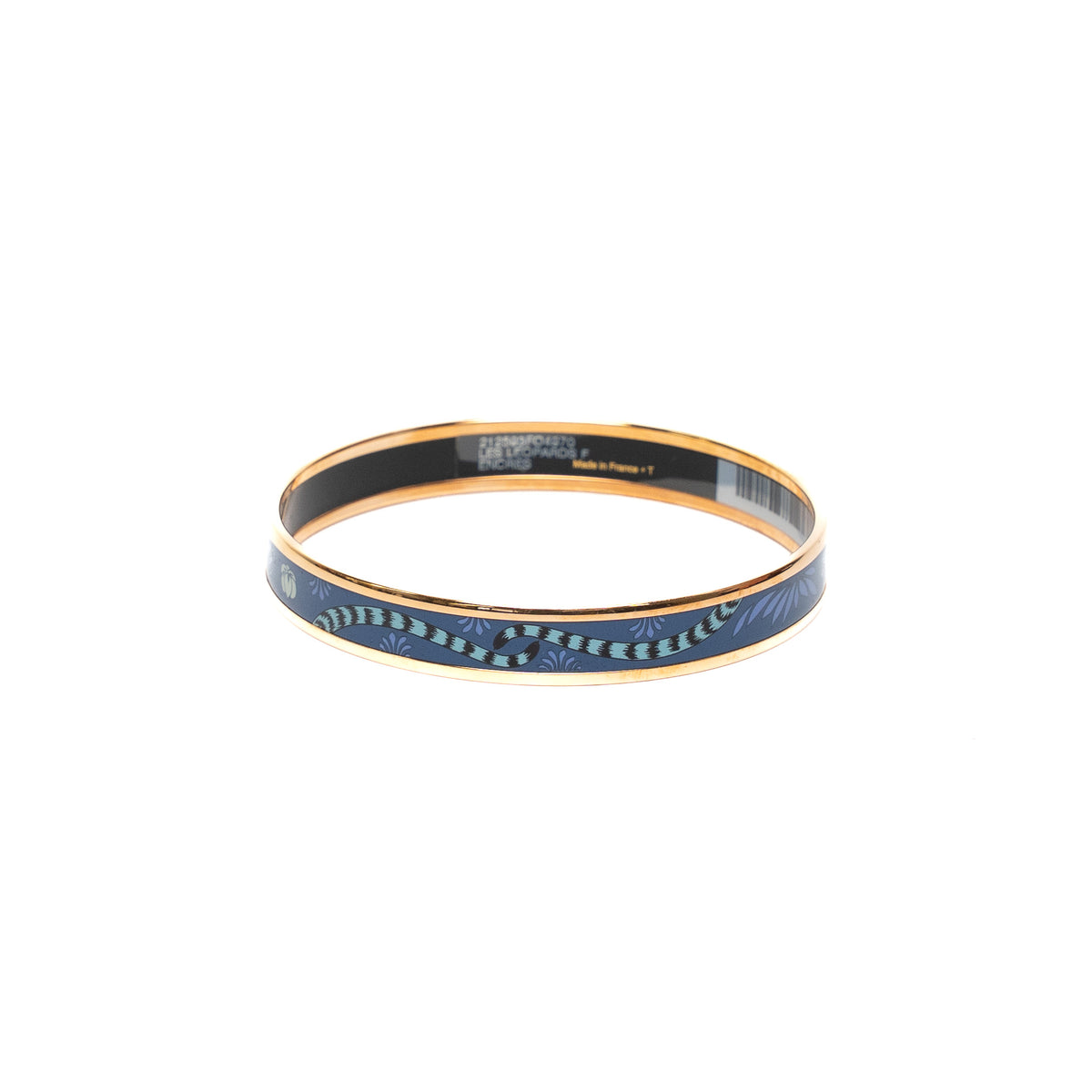 Hermes Les Leopards Blue Enamel Bangle