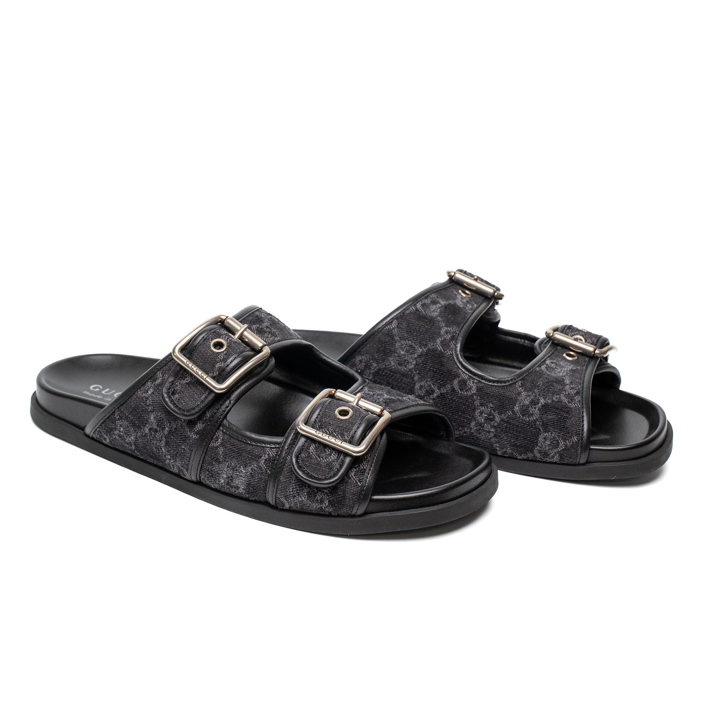 Gucci GG Denim Maxi Buckle Slides