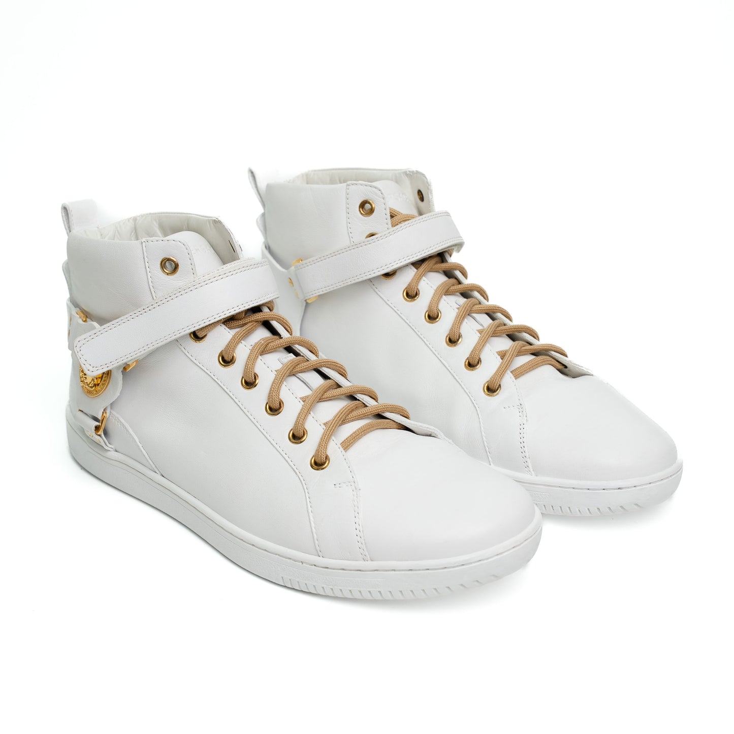 Versace White Leather Gold Medusa Sneakers