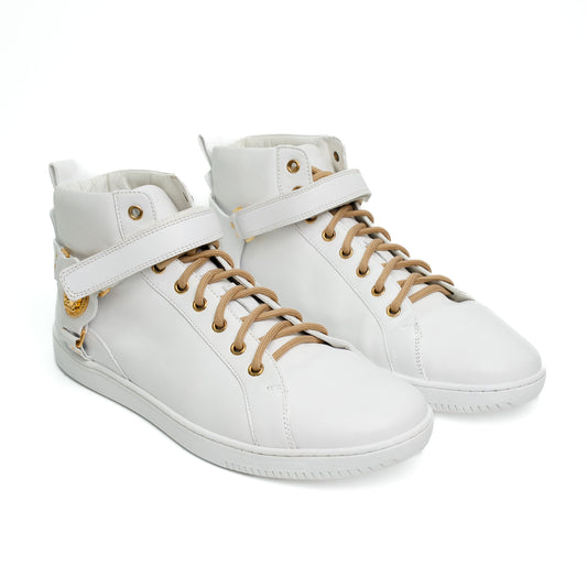 Versace White Leather Gold Medusa Sneakers