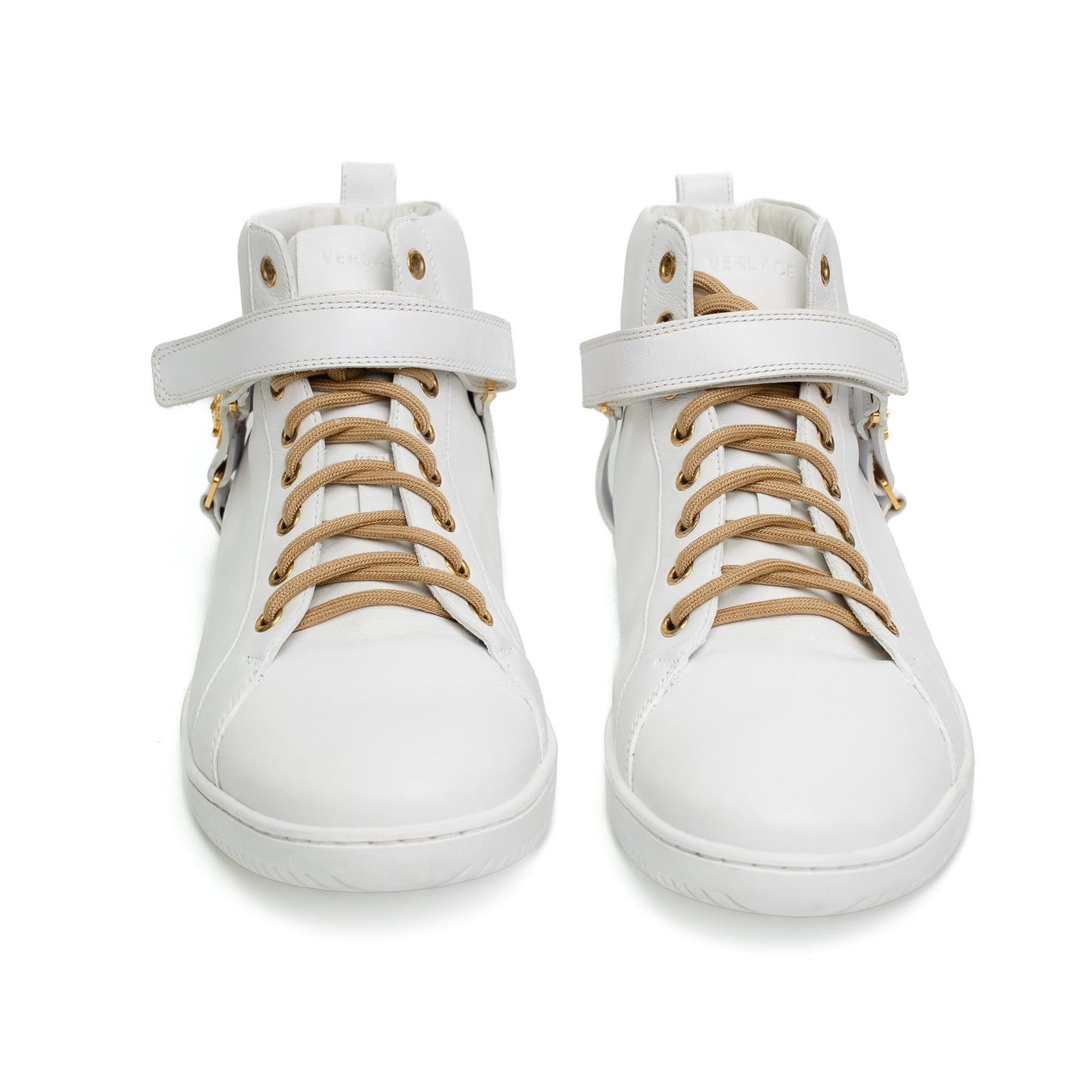 Versace White Leather Gold Medusa Sneakers