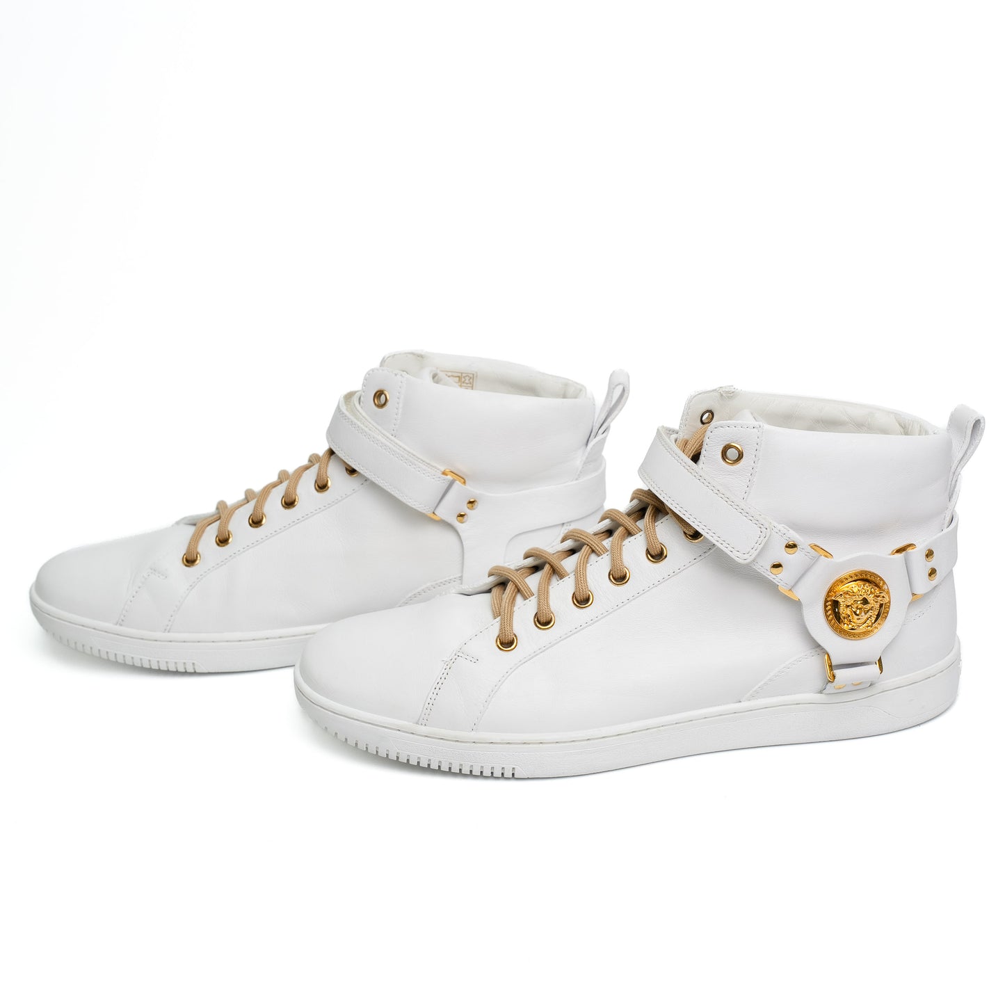 Versace White Leather Gold Medusa Sneakers