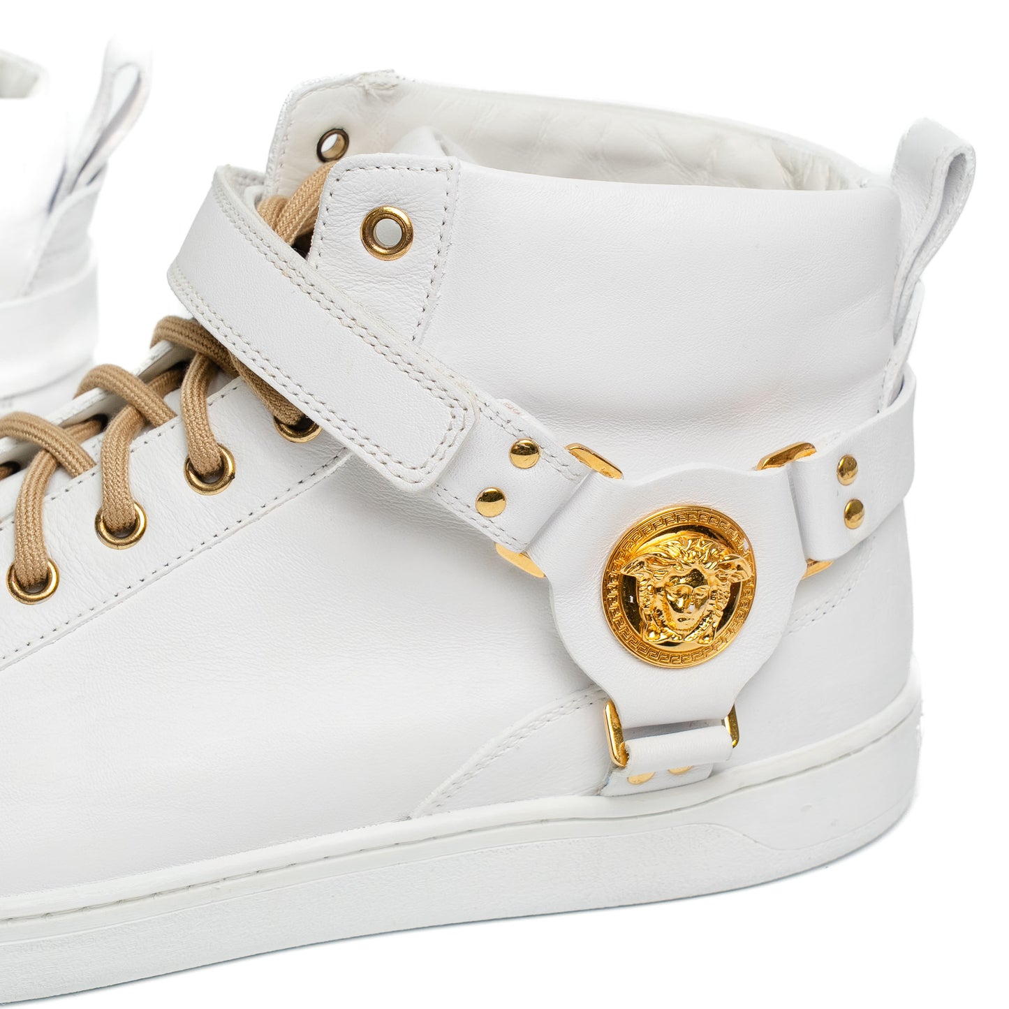 Versace White Leather Gold Medusa Sneakers