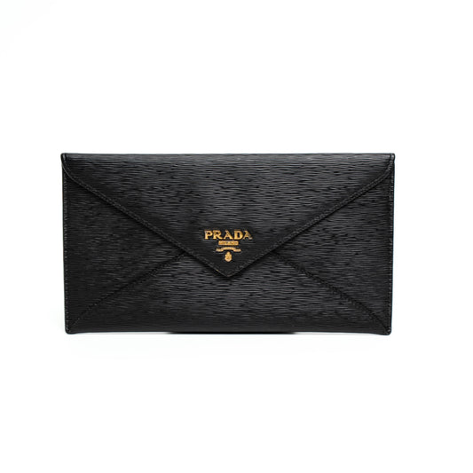 Prada Black Vitello Move Envelope Wallet