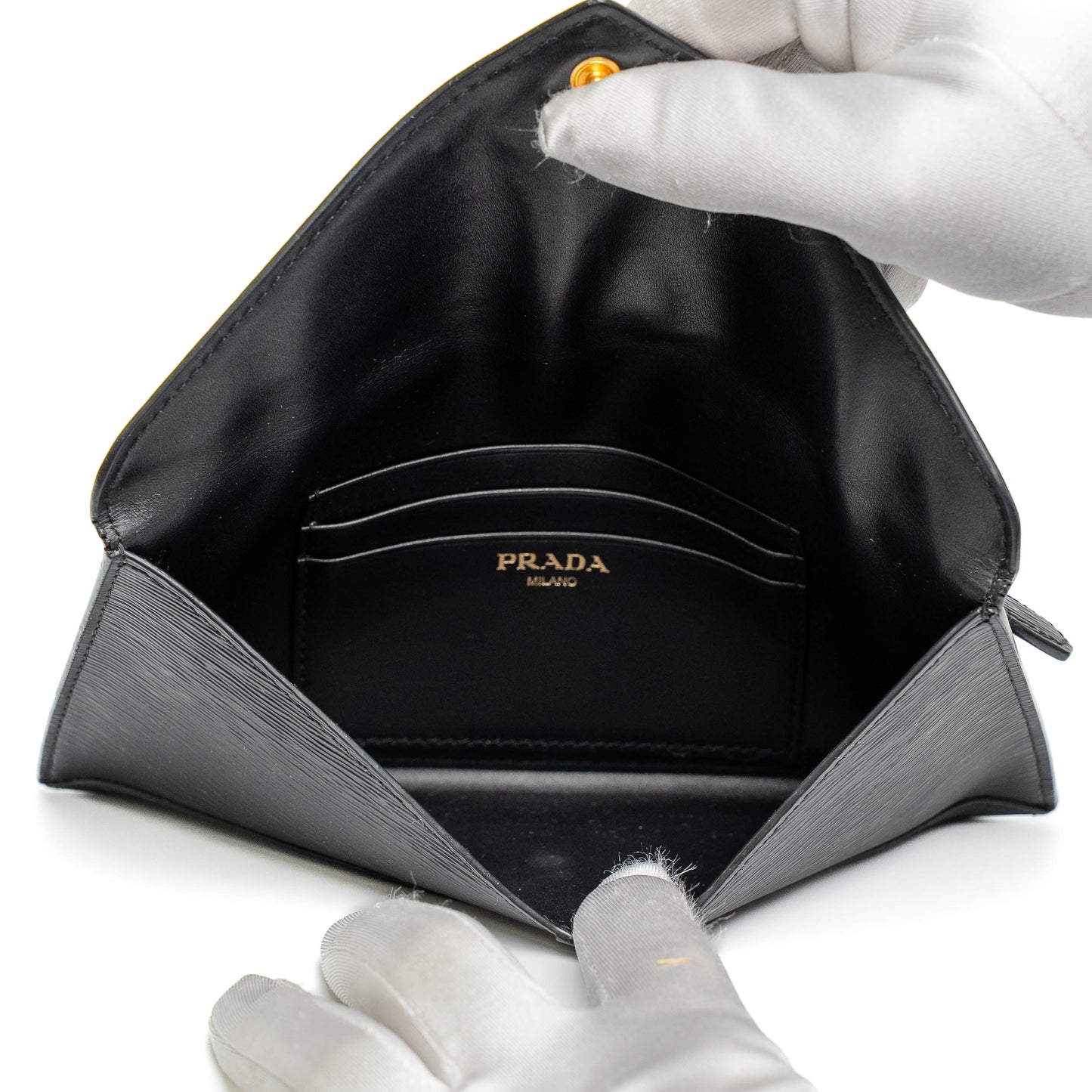 Prada Black Vitello Move Envelope Wallet