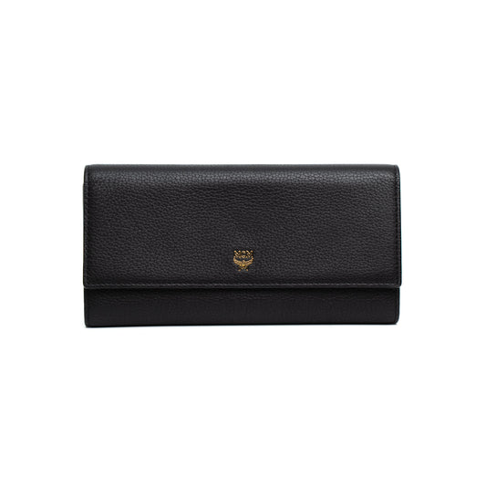 MCM Black Leather Long Wallet
