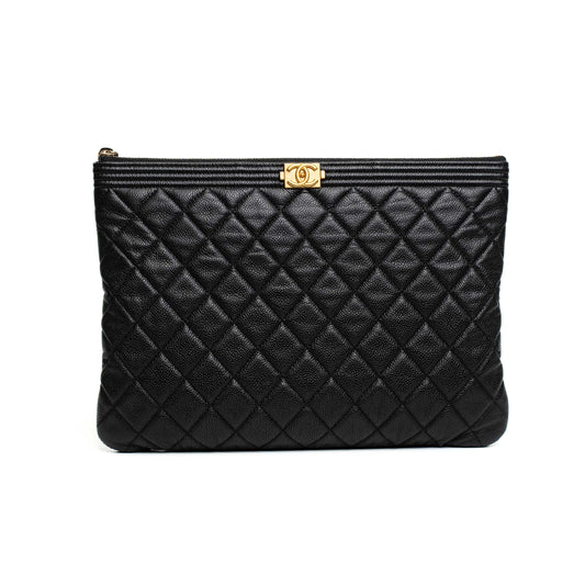 Chanel Quilted Caviar Boy Clutch