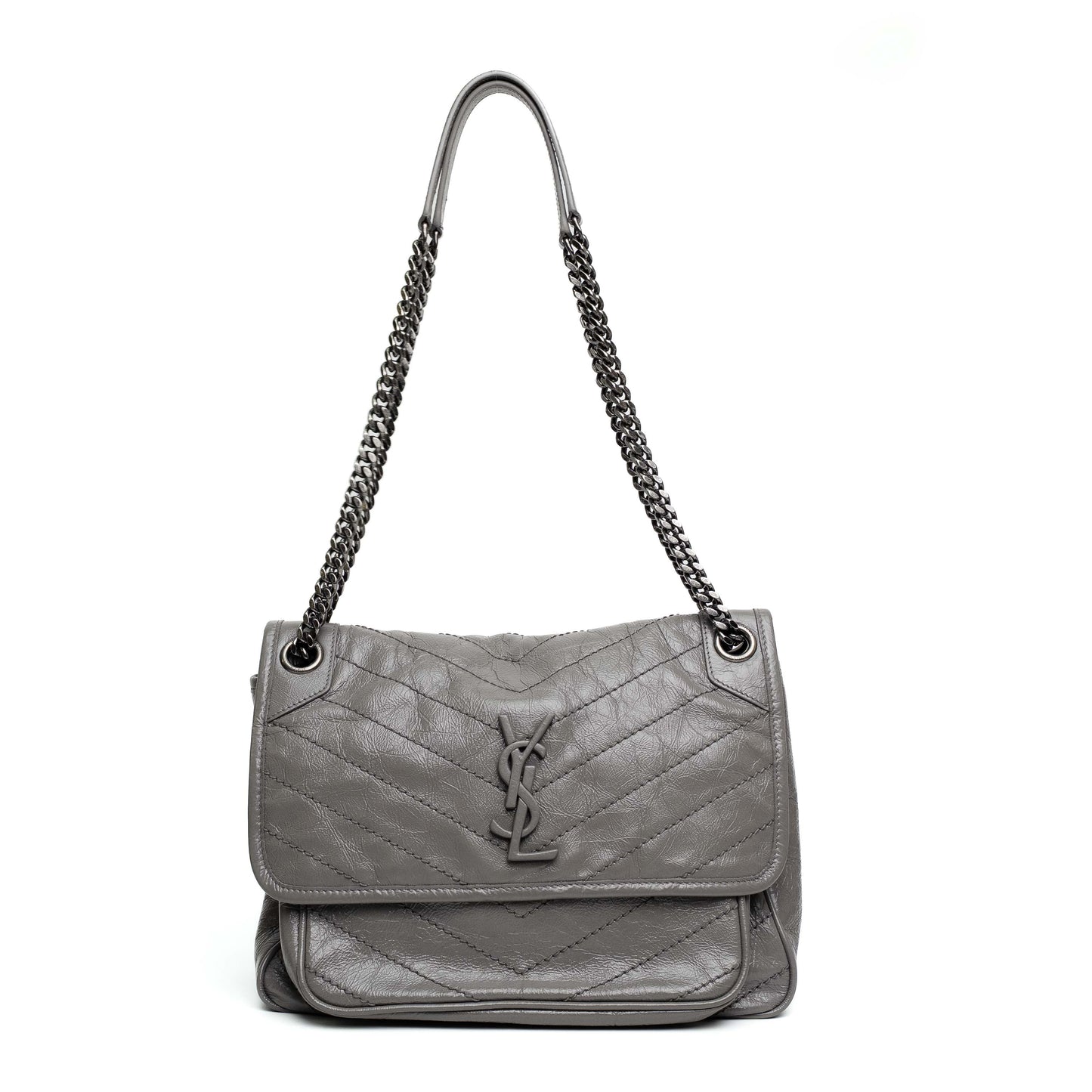 Saint Laurent Grey Matelasse Chain Shoulder Bag