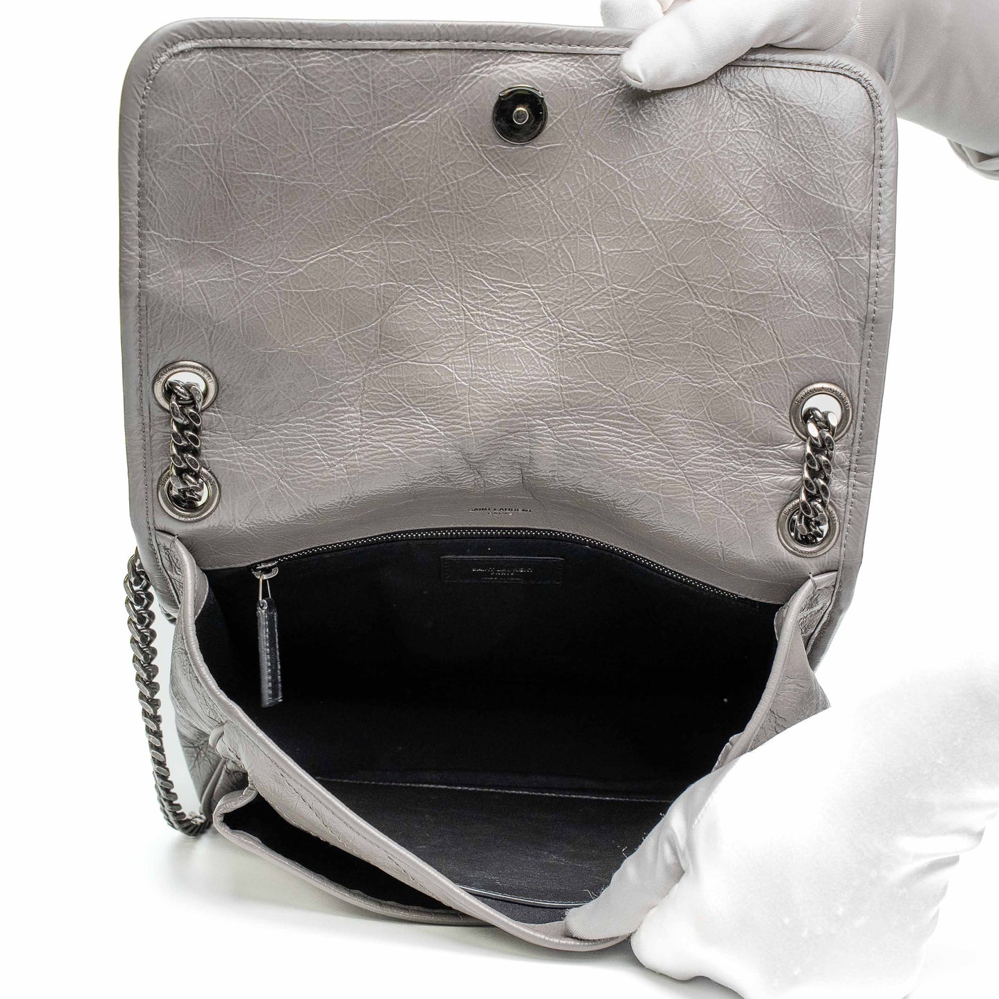 Saint Laurent Grey Matelasse Chain Shoulder Bag