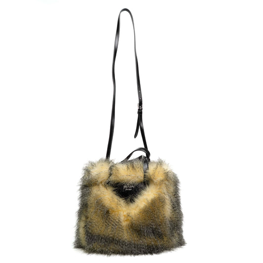 PRADA FAUX FUR TOTE HANBAG
