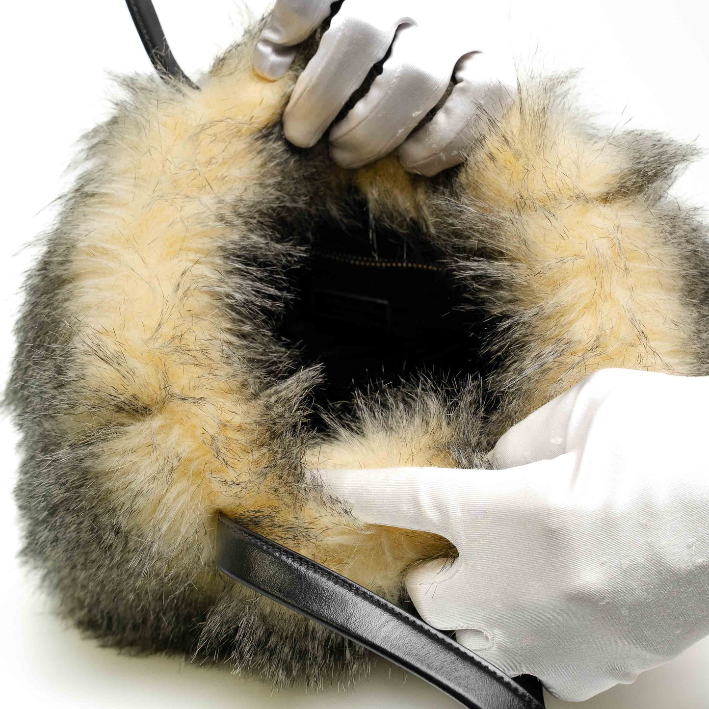 PRADA FAUX FUR TOTE HANBAG